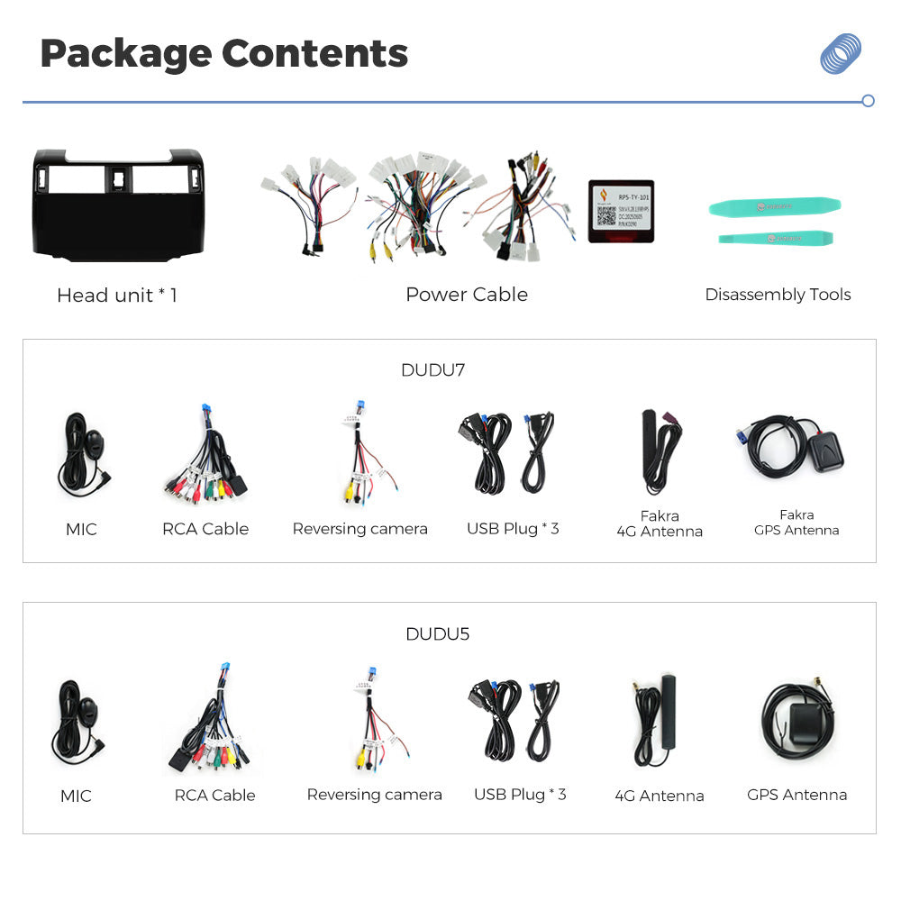 DUDU7 12.3inch Toyota 4Runner 2010-2023 Car Radio OS 3.7 Apple Carplay & Android Auto