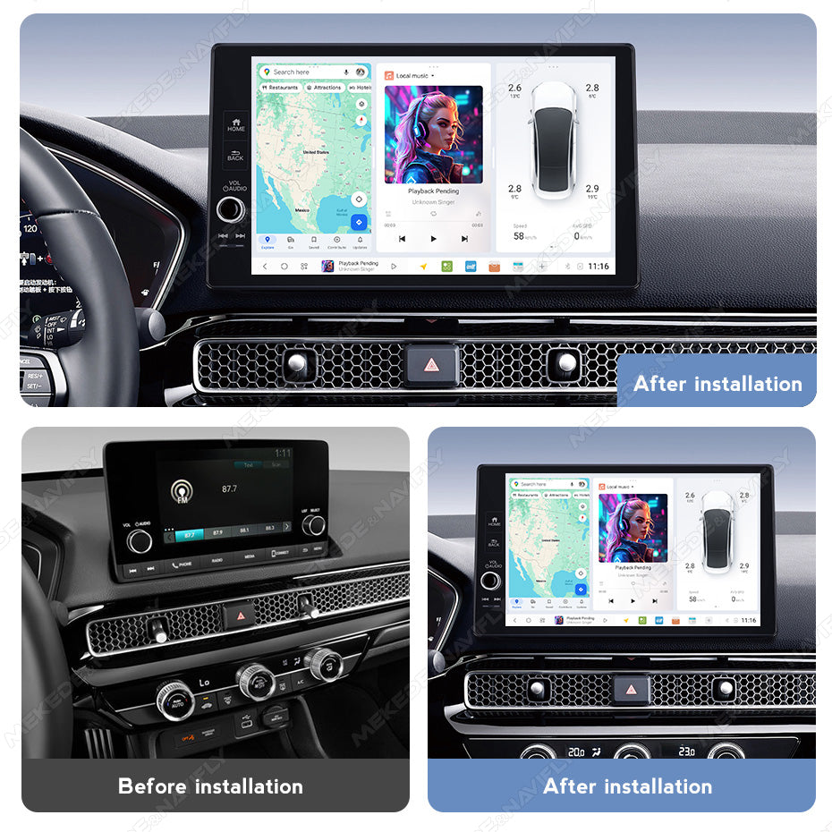 DUDU7 11.5inch Intelligent Car android player for HONDA Civic 2022 to Present Car Radio OS 3.7 Apple Carplay & Android Auto